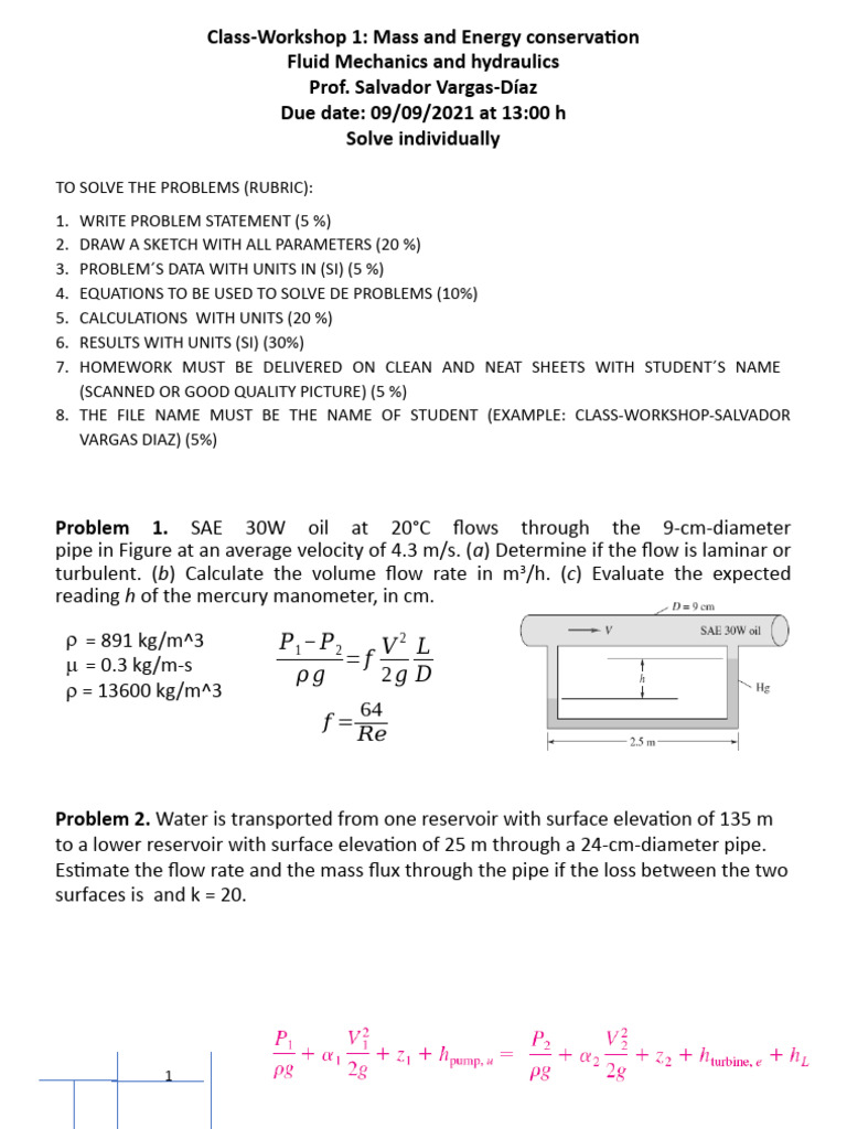 Mass and Energy Conservation in Fluids | PDF