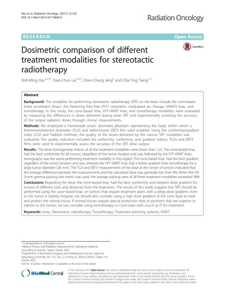 Dosimetric Comparison of Different | PDF | Radiation Therapy | Dosimetry