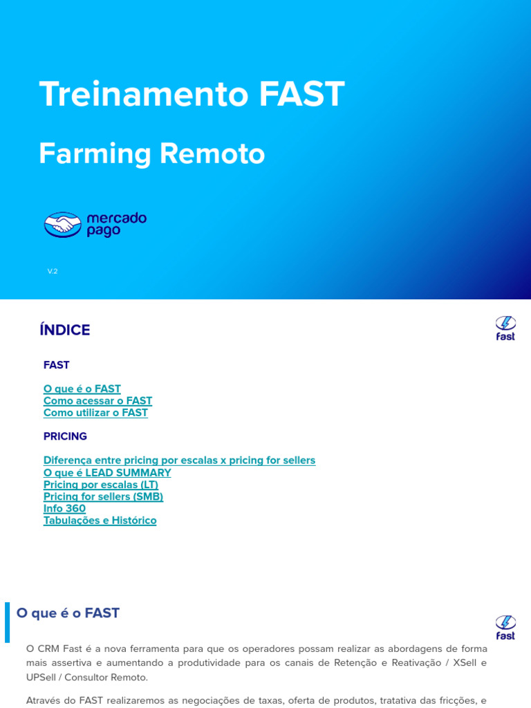 Treinamento FAST - Farming Remoto | PDF | Gestão de relacionamento com ...