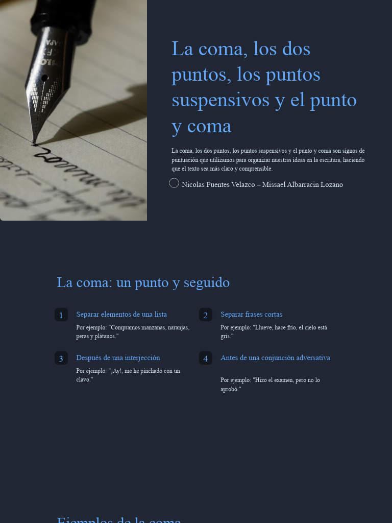 La Coma Los Dos Puntos Los Puntos Suspensivos y El Punto y Coma | PDF ...