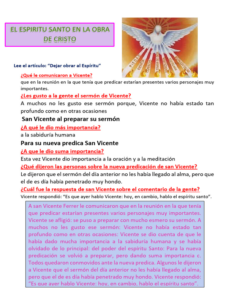 El Espiritu Santo en La Obra de Cristo Finish | PDF | espíritu Santo ...