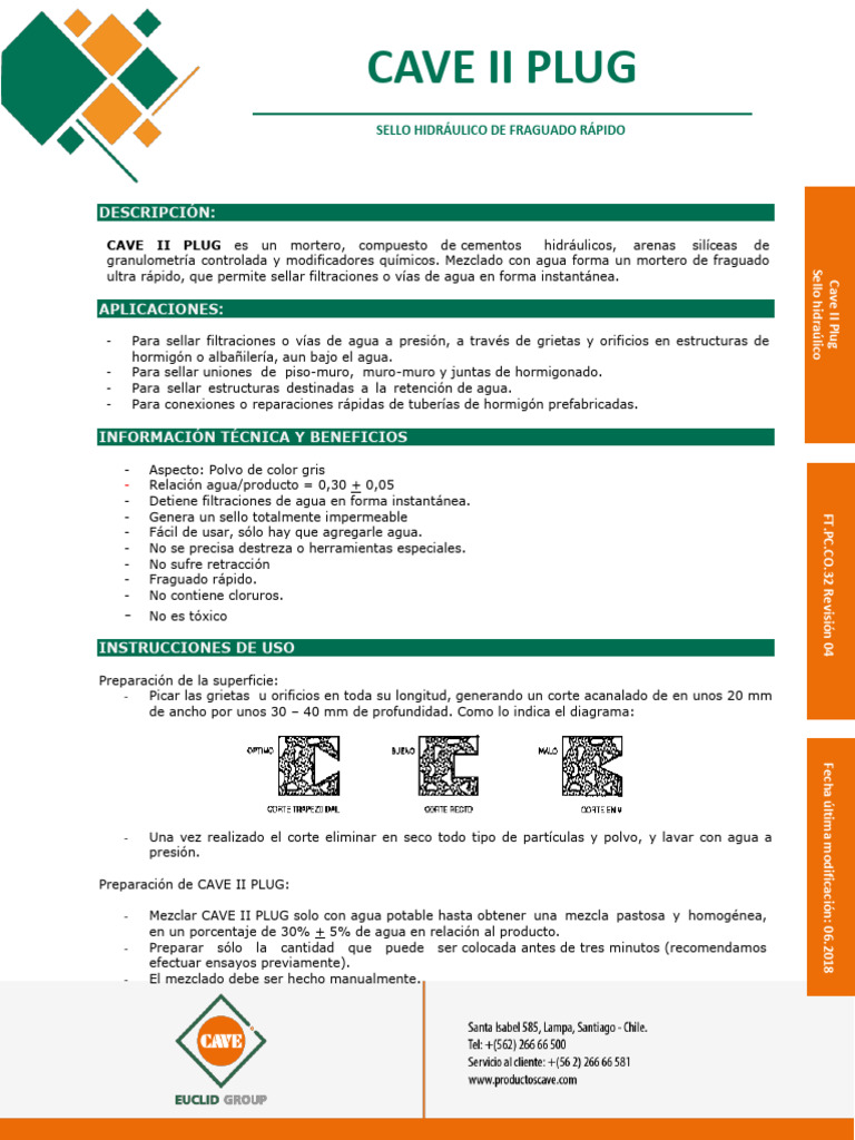 ficha-tecnica-2018-cave-ii-plug-rev-4 | PDF | Hormigón | Agua