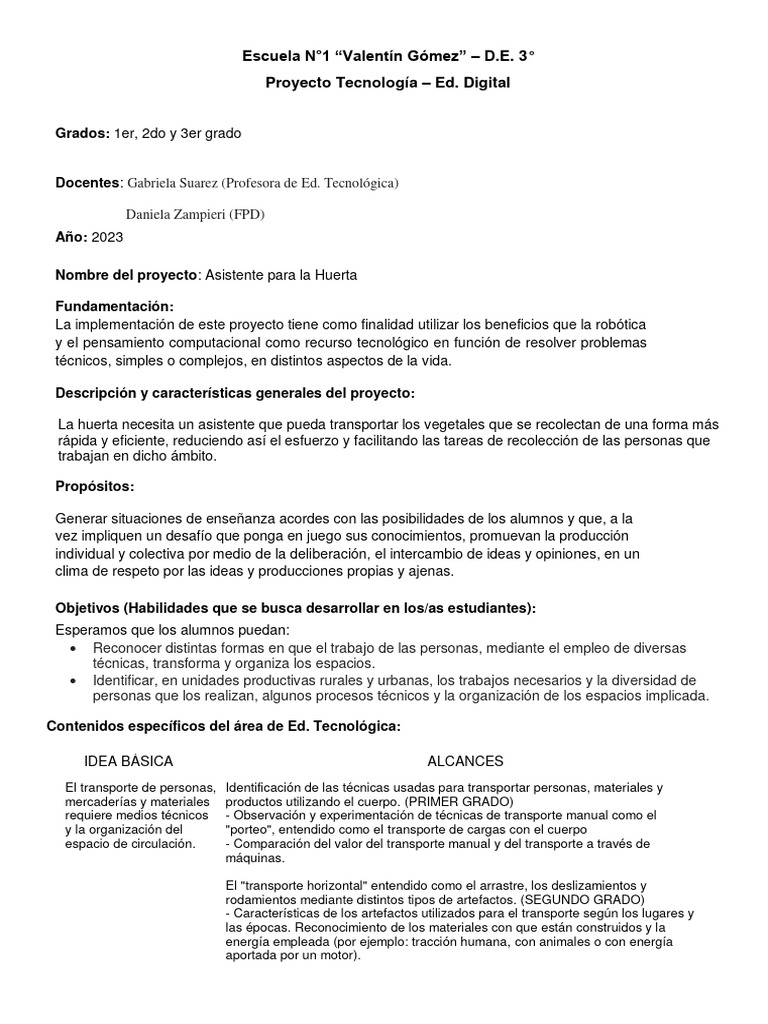 Proyecto asistente para la huerta completo pdf transporte
