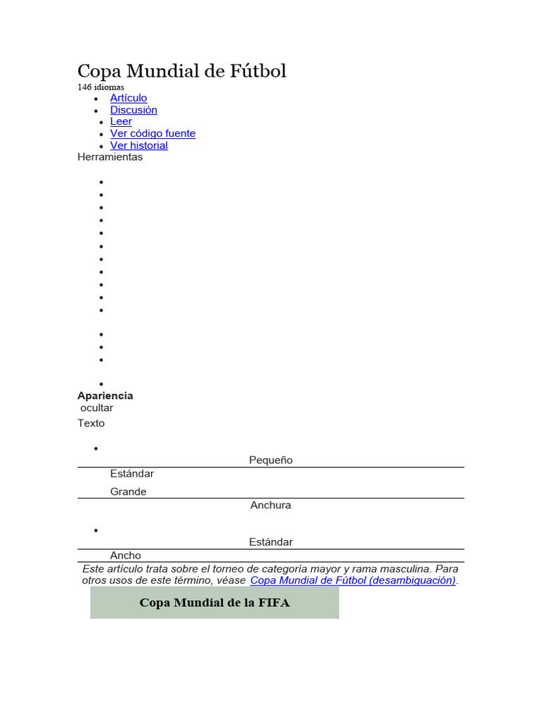 Historia de la Copa Mundial de Fútbol | PDF | FIFA Copa del Mundo ...