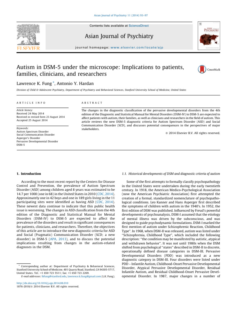 Autism in DSM-5 Under The Microscope - Implications To Patients ...