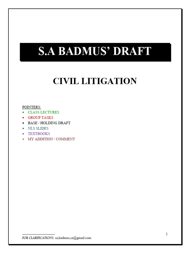 Civil Litigation Draft Guidelines | PDF | Lawsuit | Summons