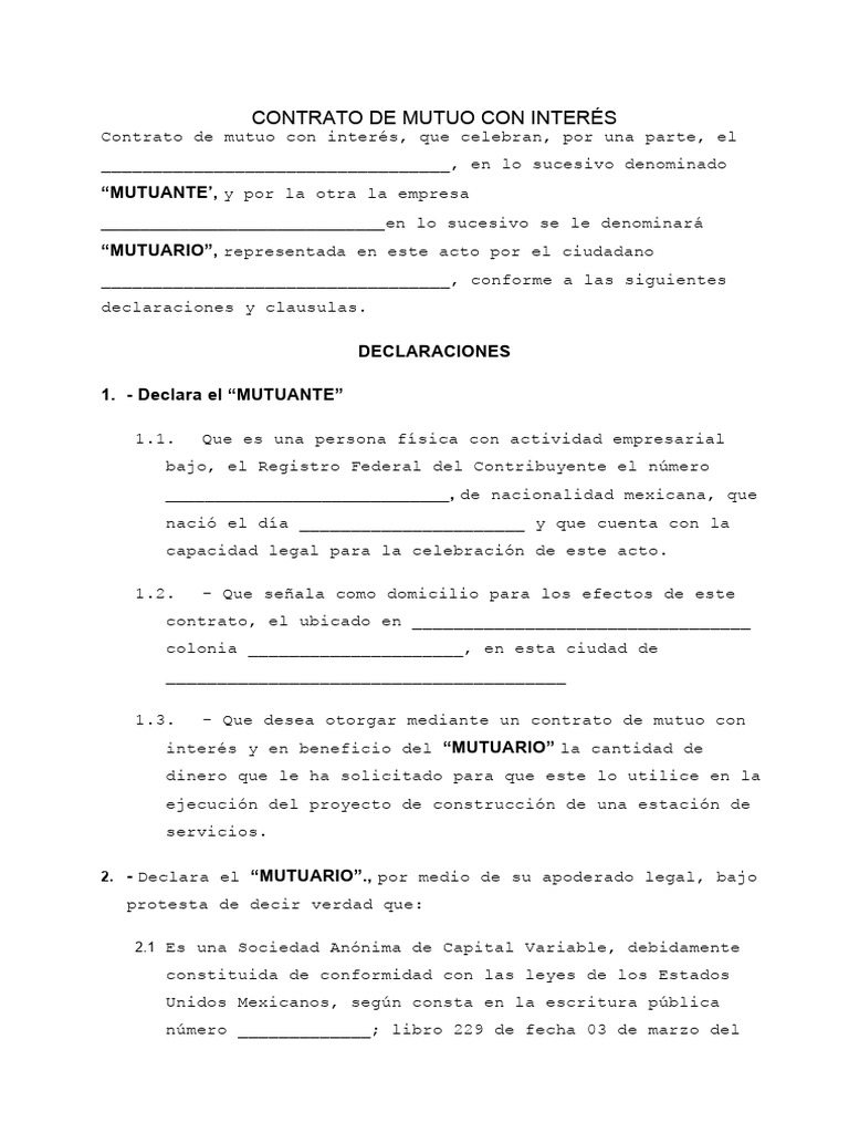 Contrato de mutuo con interes | PDF