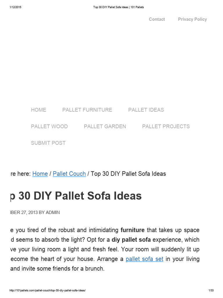 Top 30 DIY Pallet Sofa Ideas | PDF | Furniture | Couch
