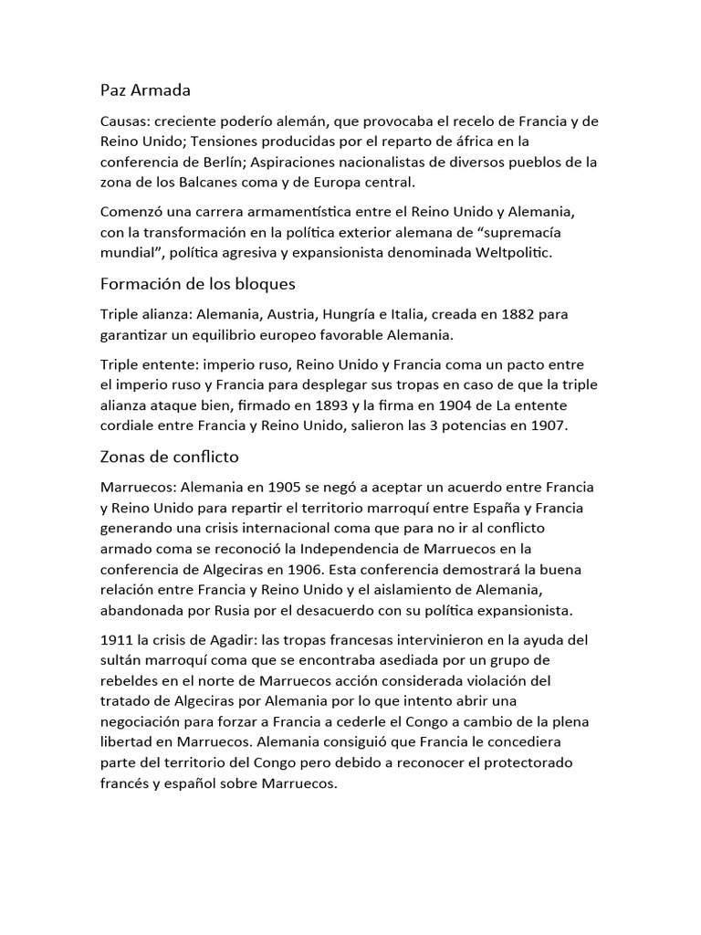 Causas y Consecuencias de la Paz Armada | PDF | Alemania nazi | Tercera ...