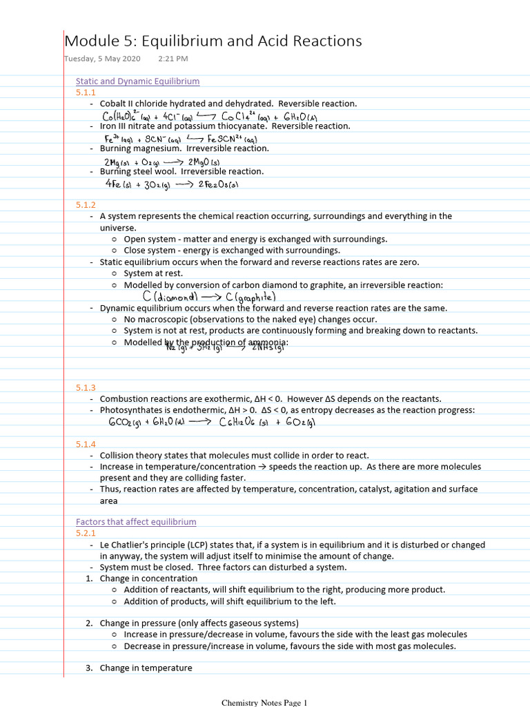 Set 2 Mod 5 | PDF | Chemical Reactions | Chemical Equilibrium