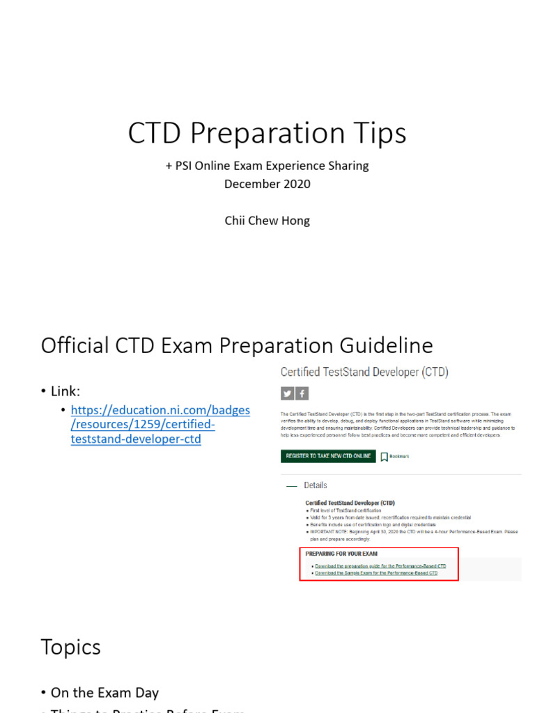 CTD Exam Preparation Guidelines | PDF | Computer File | Parameter ...