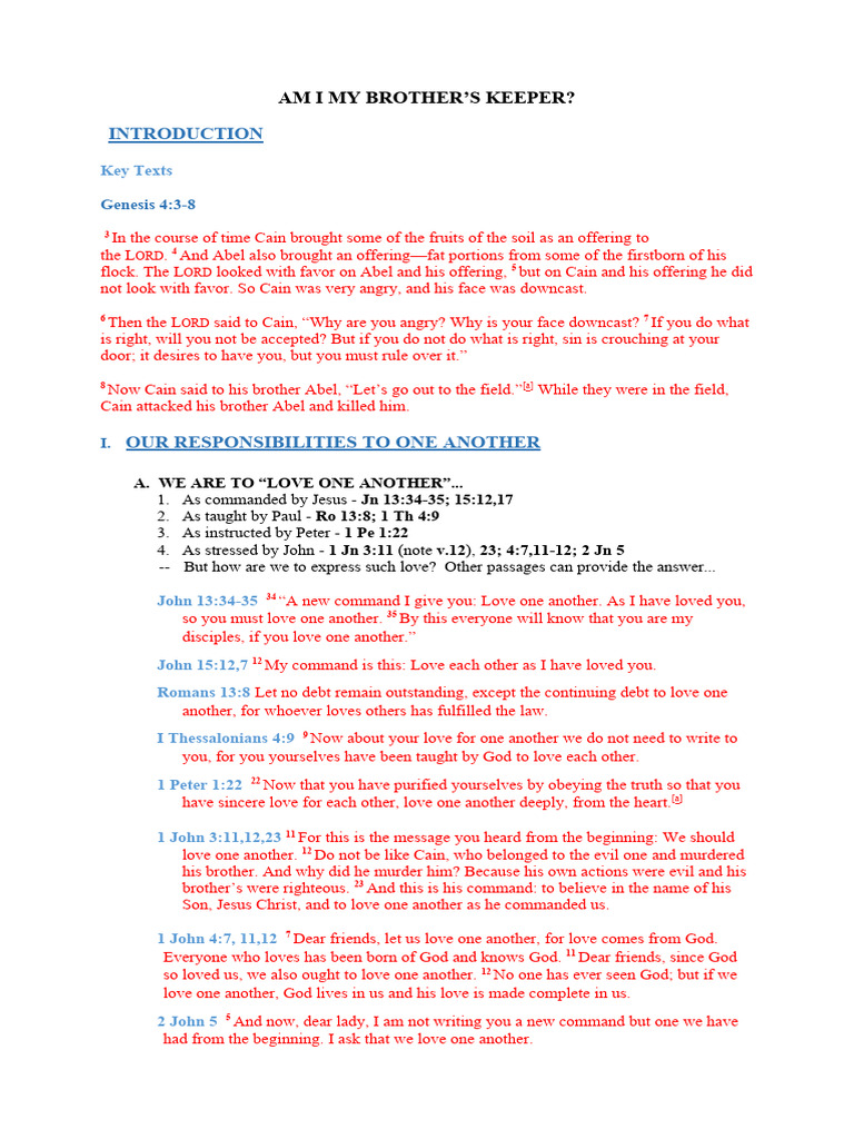 Am I My Brother's Keeper | PDF | Cain And Abel | Forgiveness