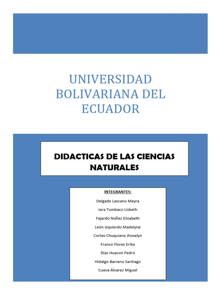 Didáctica de Ciencias Naturales en Ecuador | PDF | Experimentar | Science