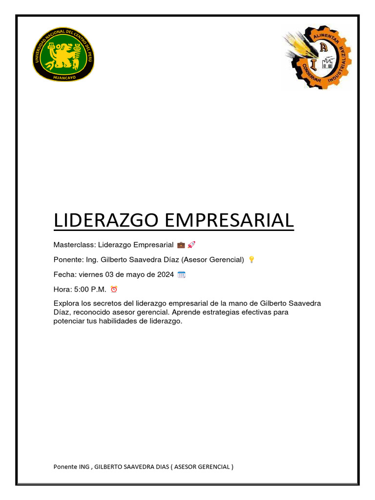 Masterclass de Liderazgo Empresarial | PDF | Liderazgo | Business