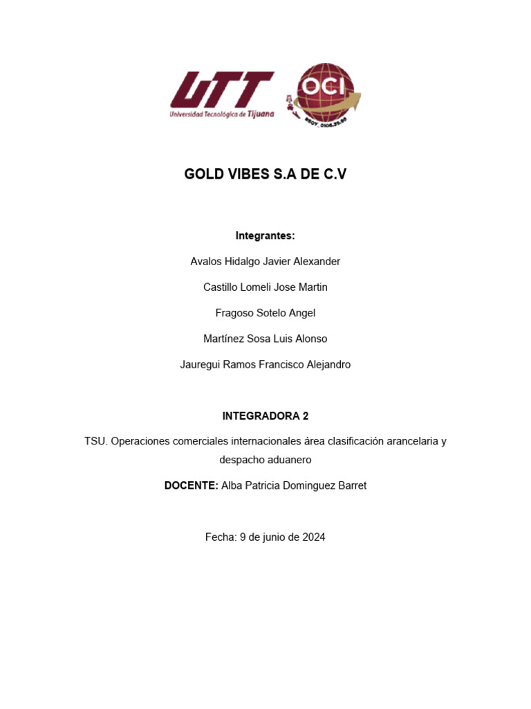 Integradora GOLD VIBES | PDF | Business | Marketing