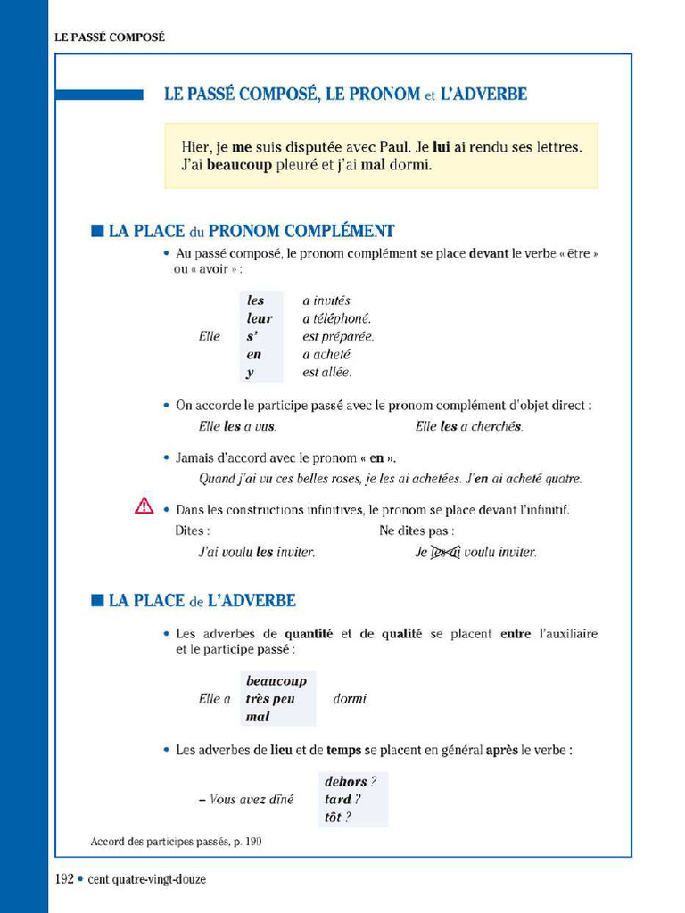La Place Des Compléments Et Des Adverbes Au Passé Composé-19-24 | PDF
