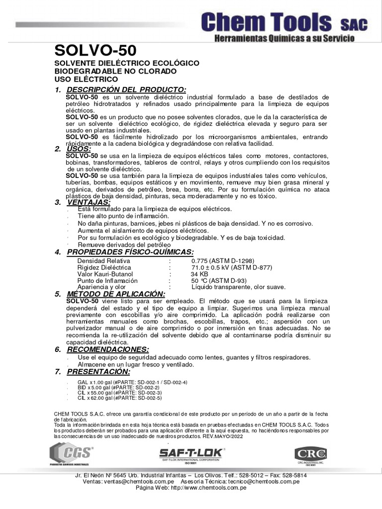 HT Solvo-50 | PDF | Solvente | El plastico