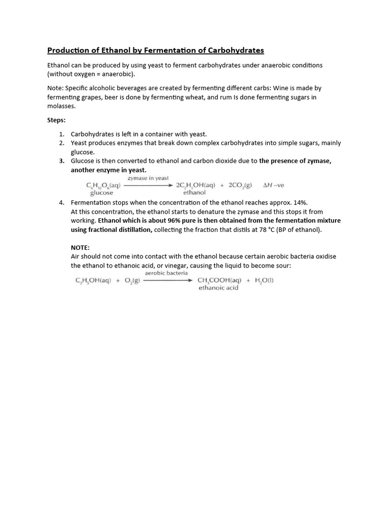 Ethanol Production via Fermentation | PDF | Science & Mathematics ...