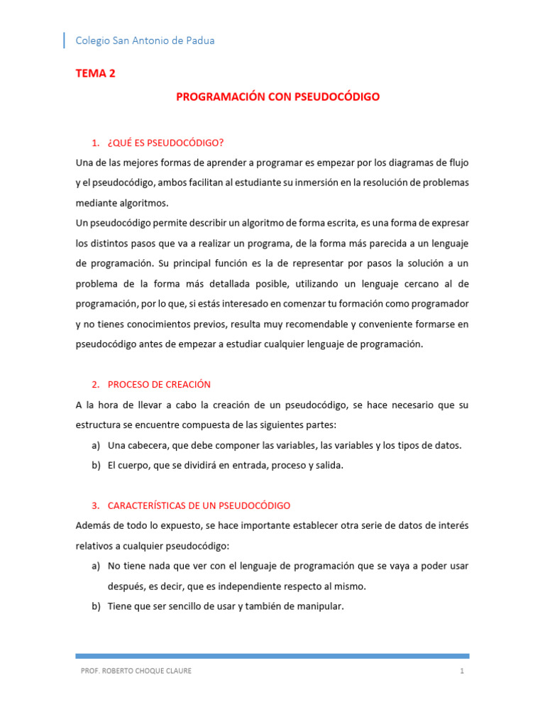 Introducción al Pseudocódigo en Programación | PDF | Lenguaje de ...