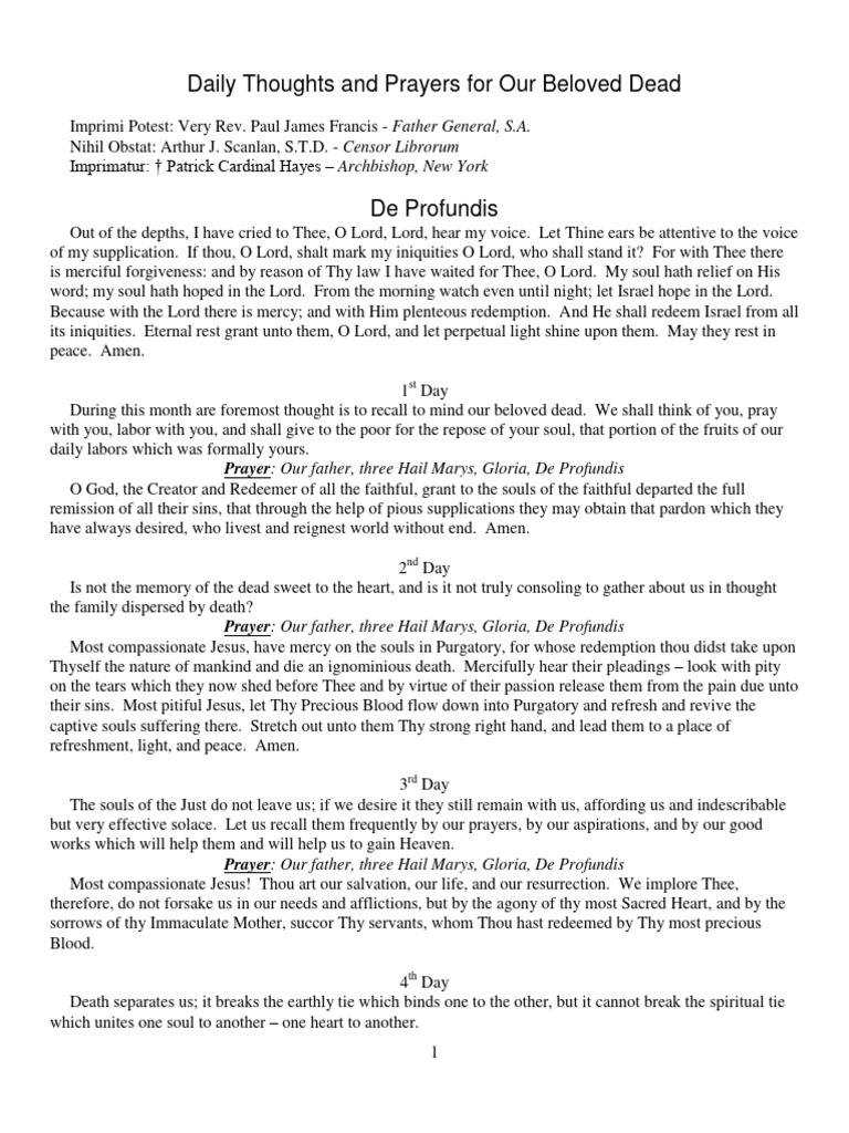 Daily Prayers for the Departed Souls | PDF | Lord's Prayer | Purgatory