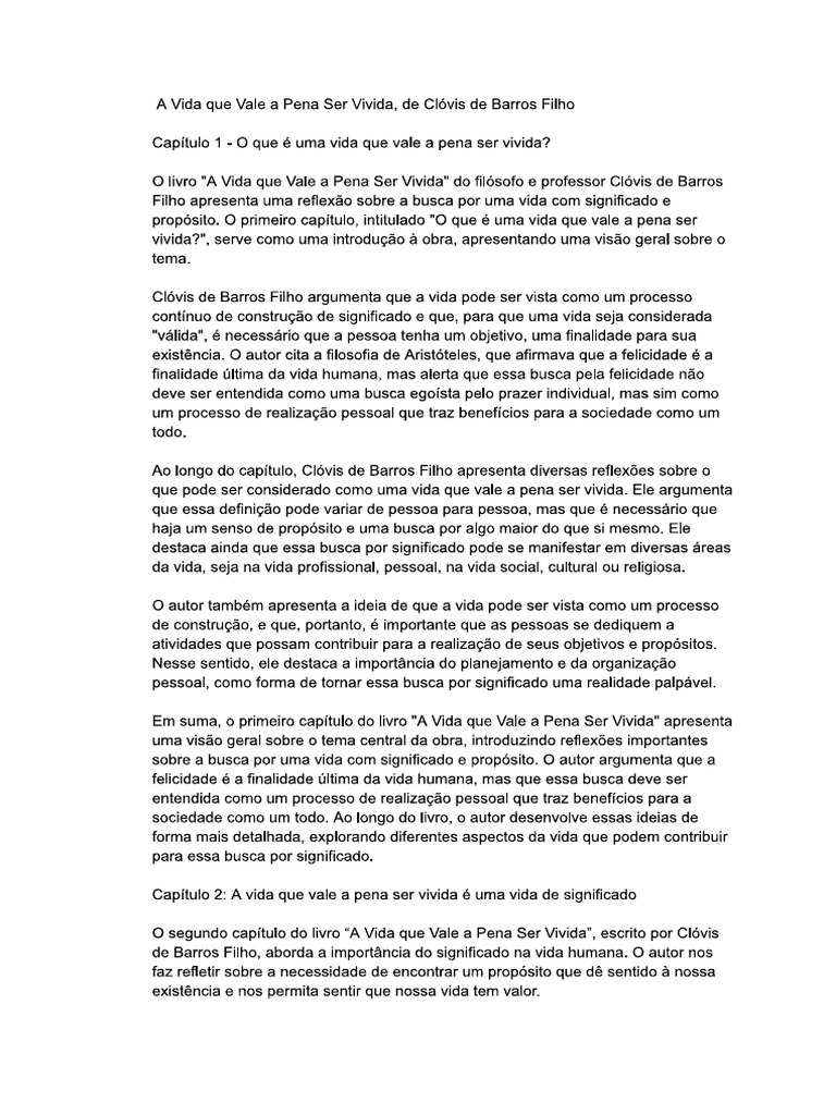 A Vida Que Vale A Pena Ser Vivida Clóvis De Barros Filho Pdf
