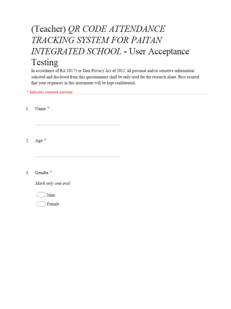 Teacher Form Online