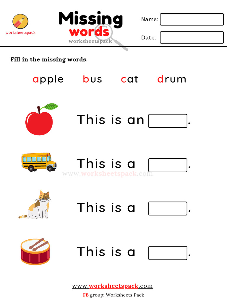 Fill in The Missing Words A Z Worksheets Pack PDF