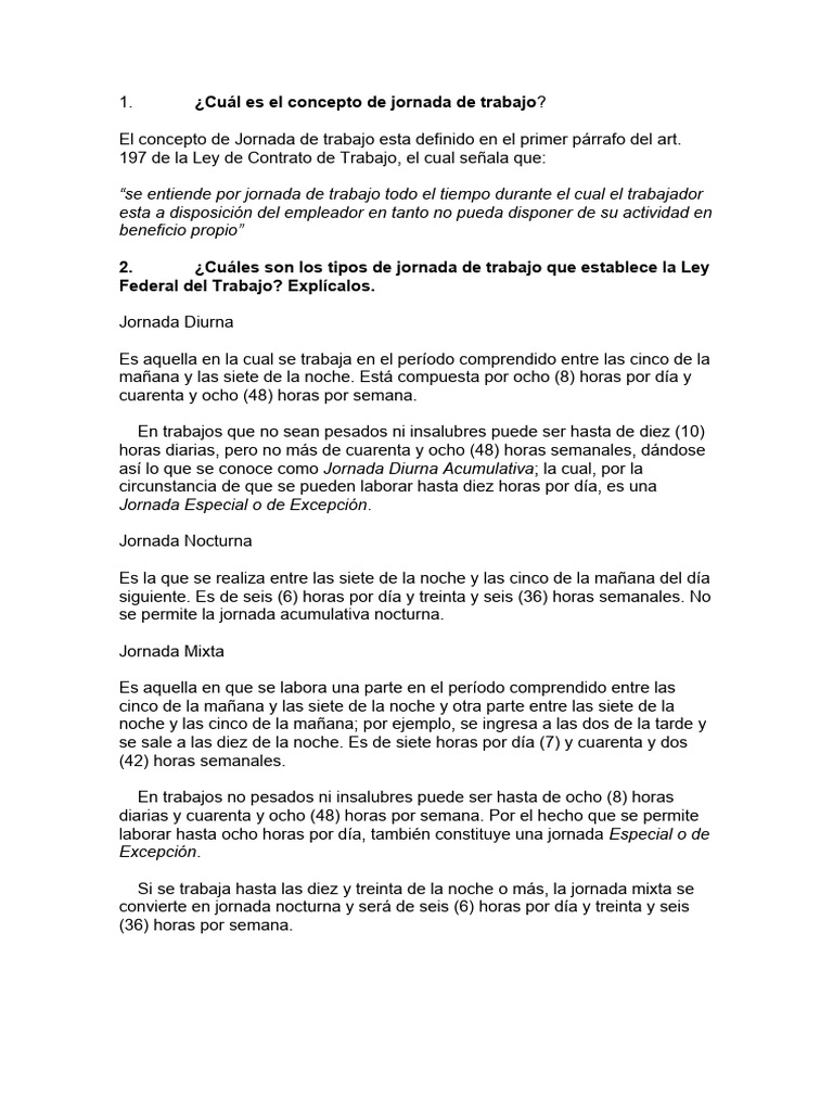 Tipos de Jornada y Salario en LFT | PDF | Salario | Tiempo de trabajo