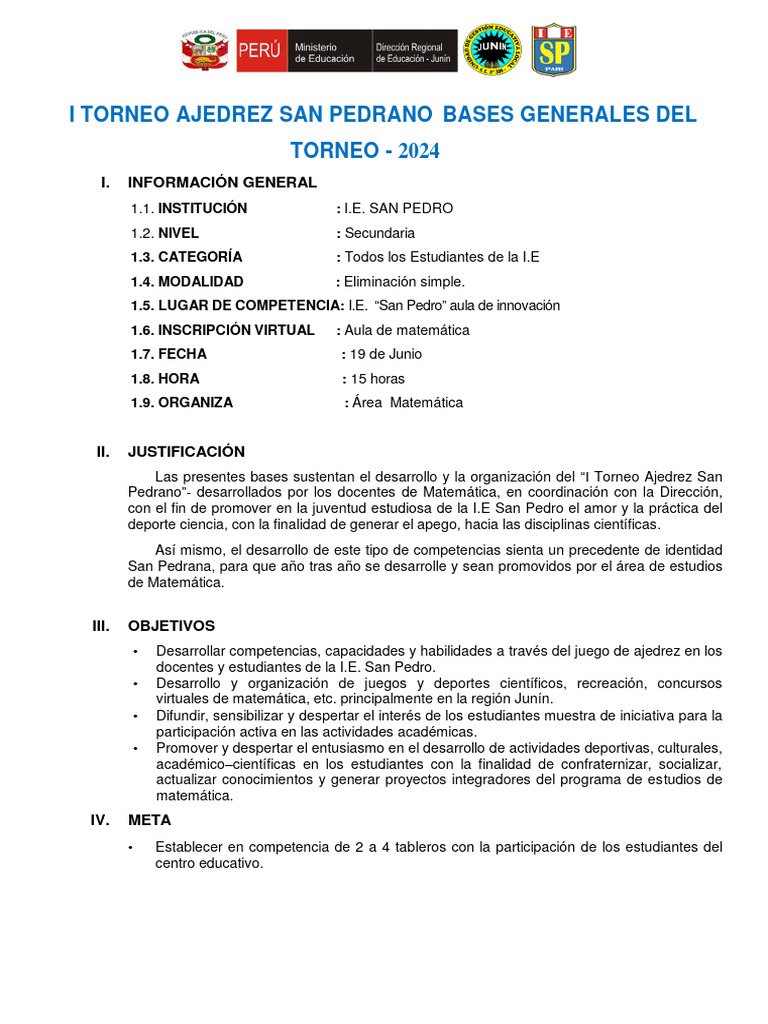 Bases Torneo Ajedrez San Pedro | PDF | Juegos de estrategia abstractos ...