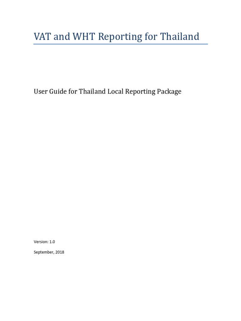 User Guide for Thailand VAT and WHT Reports v1.3 | PDF | Value Added ...