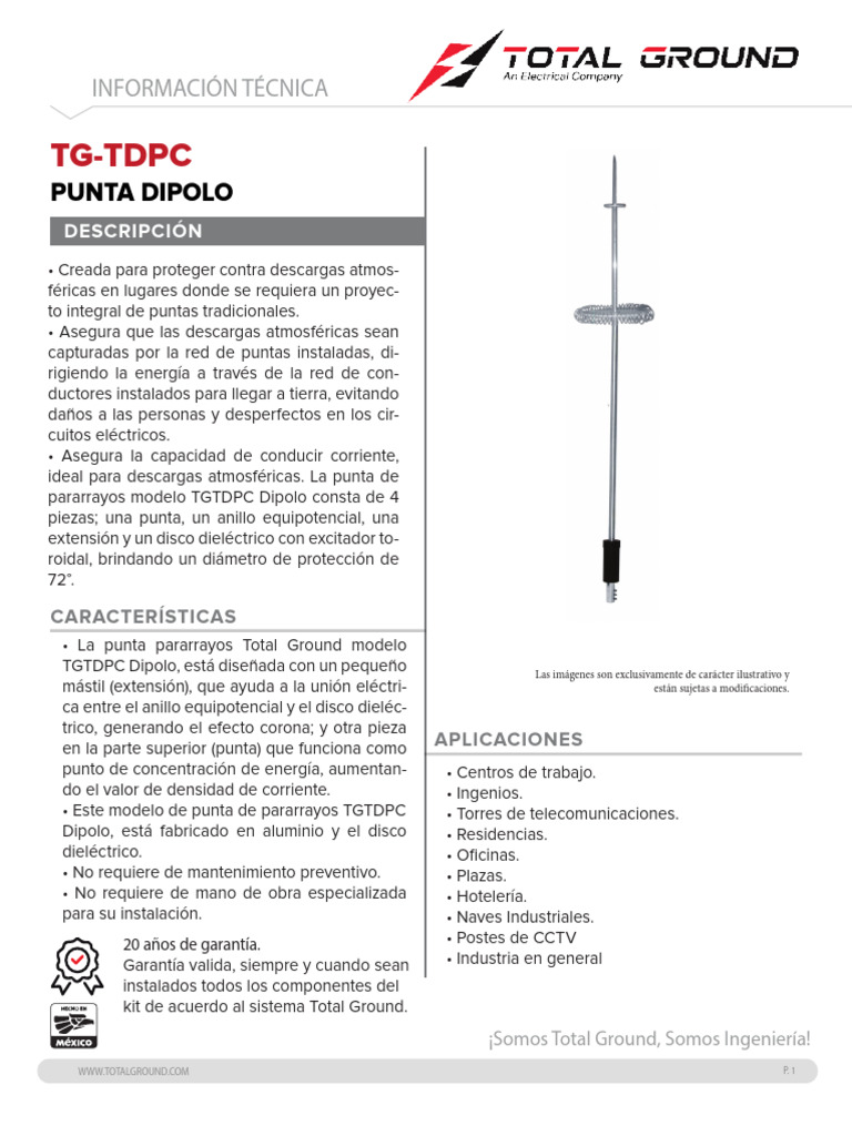 Punta Pararrayos TGTDPC Dipolo | PDF | Ingenieria Eléctrica ...