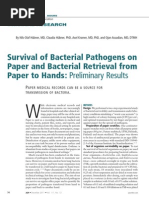 Download Survival of Bacterial Pathogens on Paper and Bacterial Retrieval from Paper to Hands  American Journal of Nursing  December 2011 by cindy_george SN74577462 doc pdf