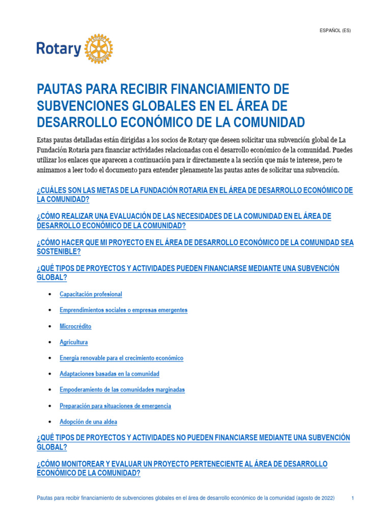 Community Economic Development Guidelines Global Grant Funding Es | PDF ...