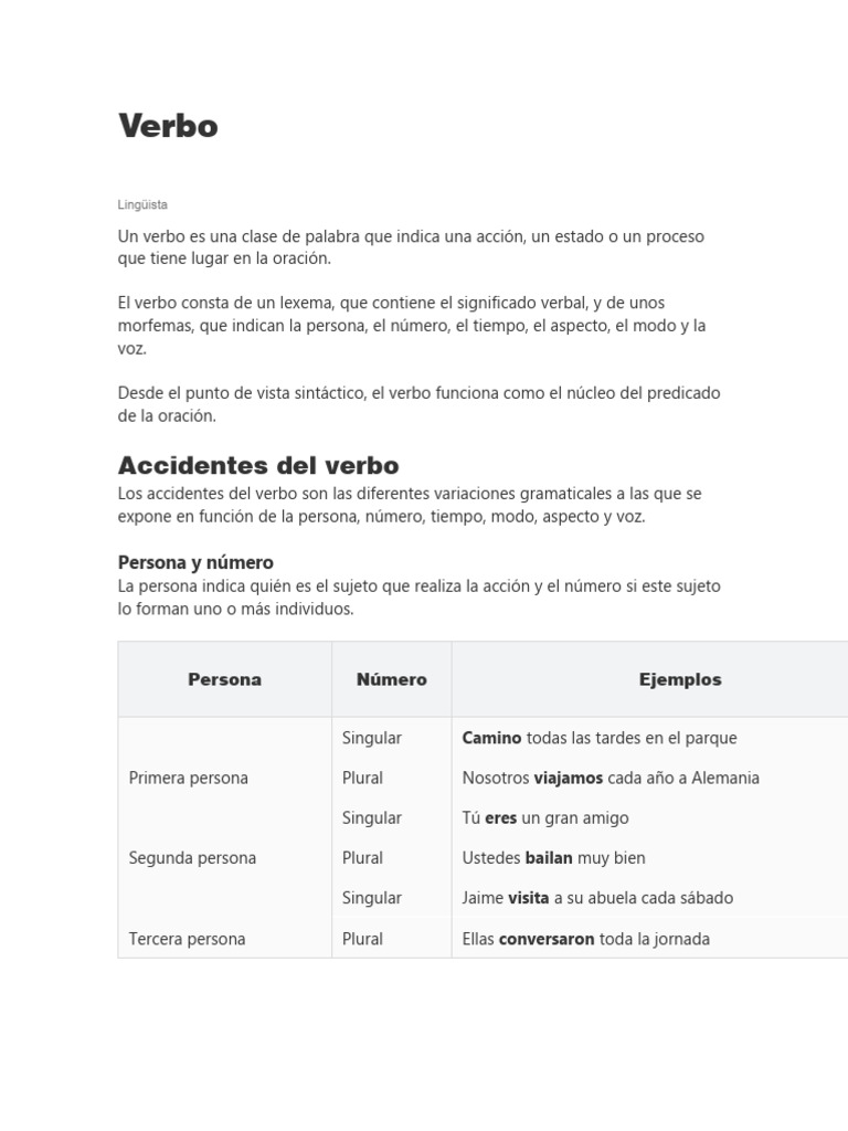 Estructura y Función del Verbo | PDF