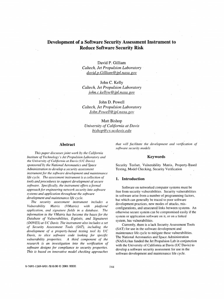 Development of a software security assessment instrument to redu pdf