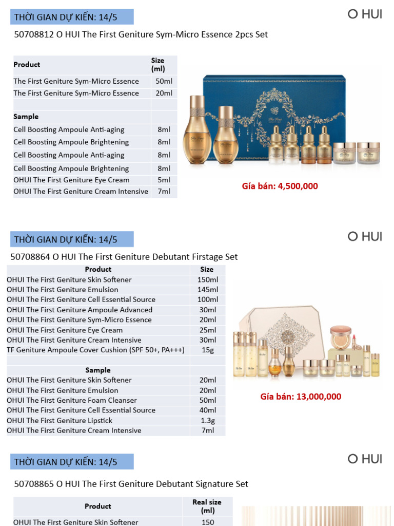 O HUI The First Geniture Sets Overview | PDF | Skin