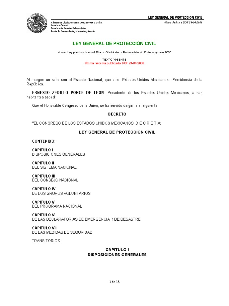 Ley General de Proteccion Civil México Ciudad de México