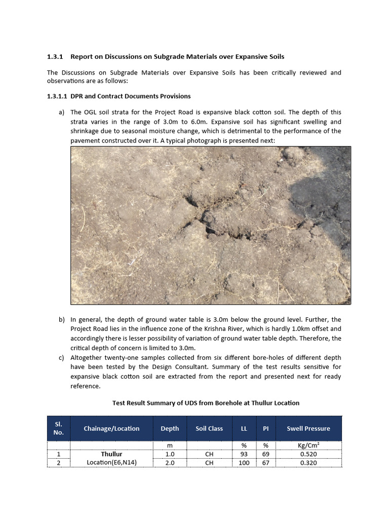 Report On Discussions On Subgrade Materials Over Expansive Soils | PDF ...