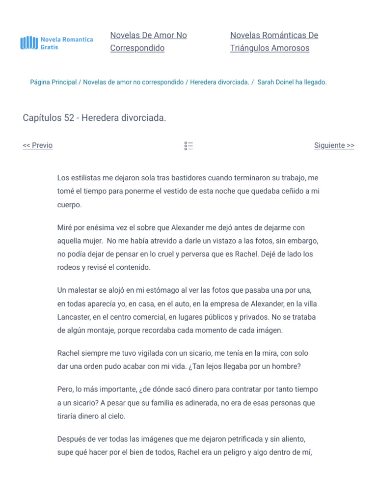 Capítulos 52 - Heredera Divorciada. - Novela Romantica Gratis | PDF
