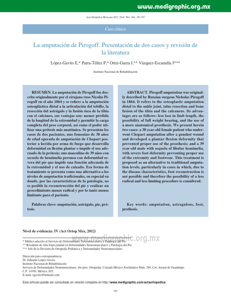 Amputación de Pirogoff: Dos casos clínicos | PDF | Pie | Cirugía