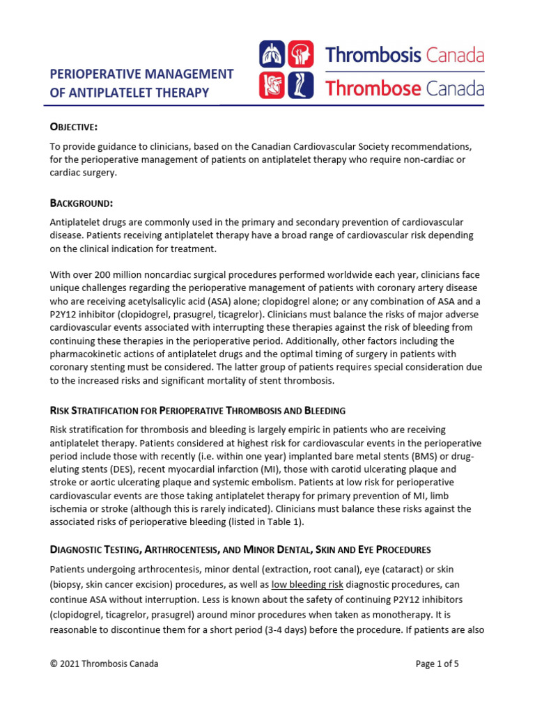 Perioperative Management of Antiplatelet Therapy 04july2021 | PDF ...