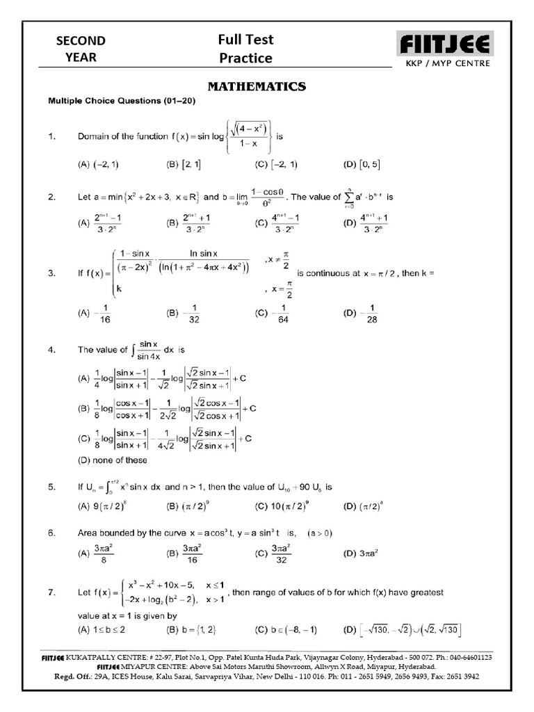 Second Year Mains Full Test For Practice | PDF | Business