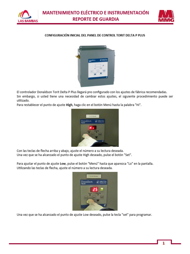 Configuración y Mantenimiento Torit Delta P Plus | PDF | Ventana ...