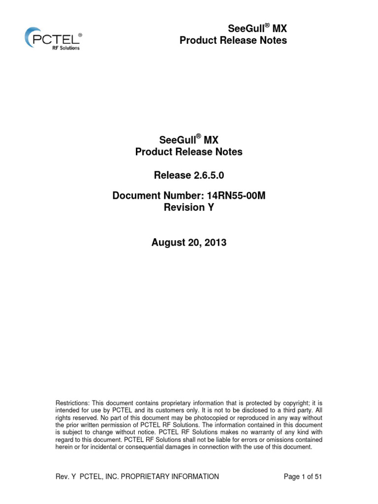 SeeGull MX 2.6.5.0 Release Notes Rev Y | PDF | Lte (Telecommunication ...
