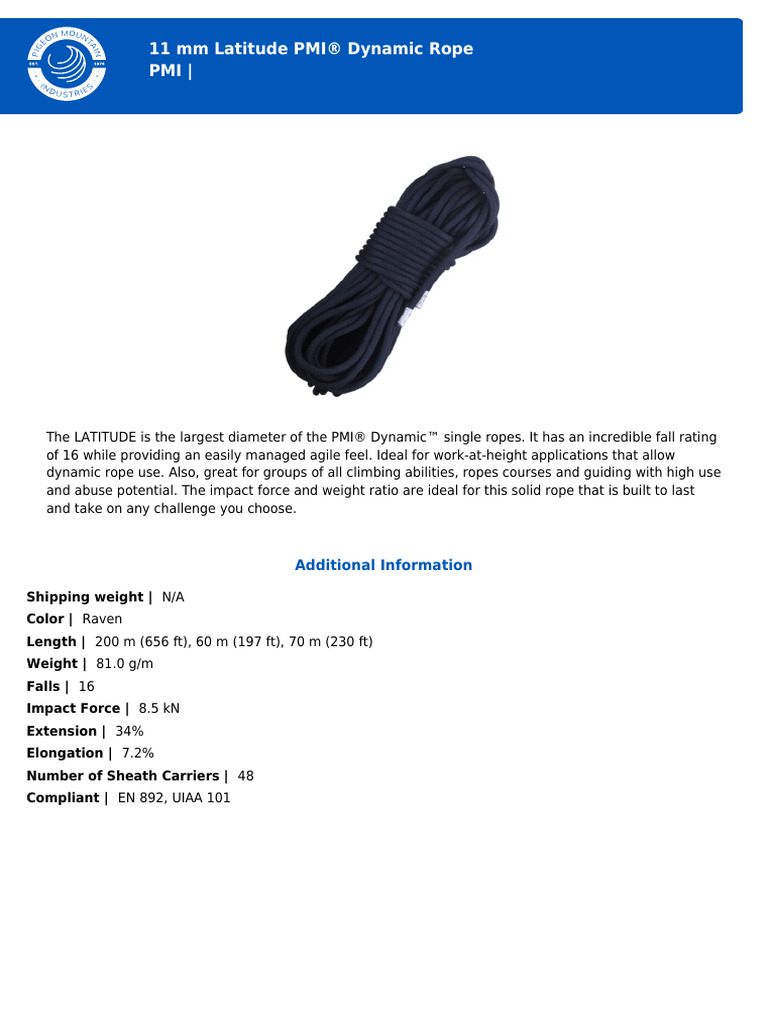 Dynamic Rope 11mm | PDF | Technology & Engineering