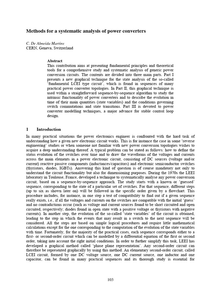 Systematic Analysis of Power Converters | PDF | Electrical Network ...