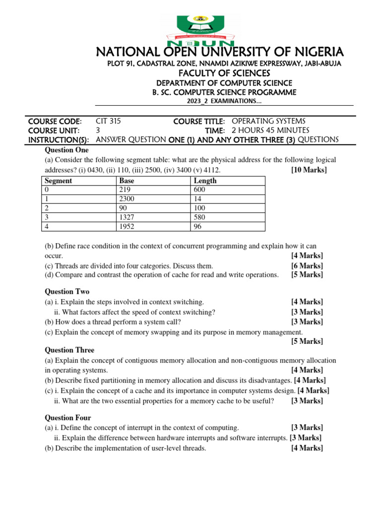 CIT315 | PDF | Thread (Computing) | Process (Computing)