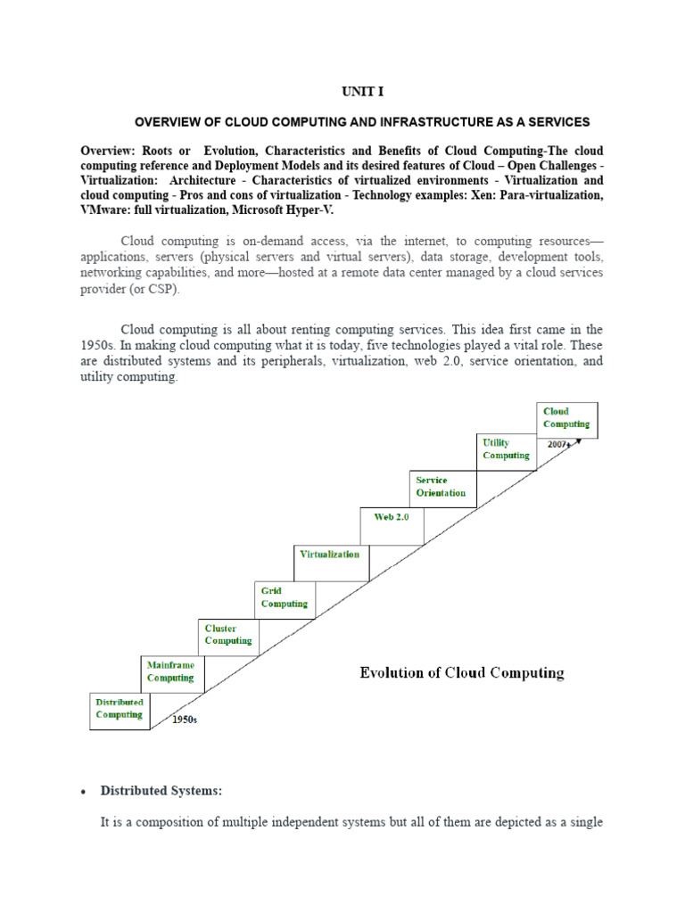 UNIT-I-Notes On Cloud Computing | PDF | Cloud Computing | Virtualization