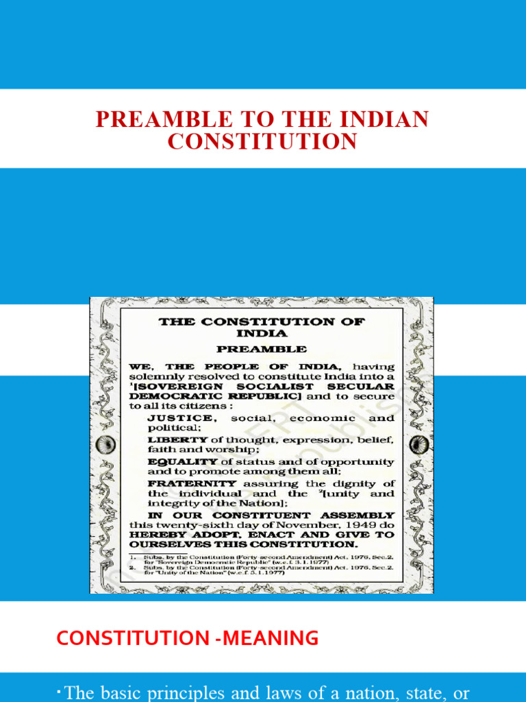 Preamble to the Indian Constitution | Download Free PDF | Political ...