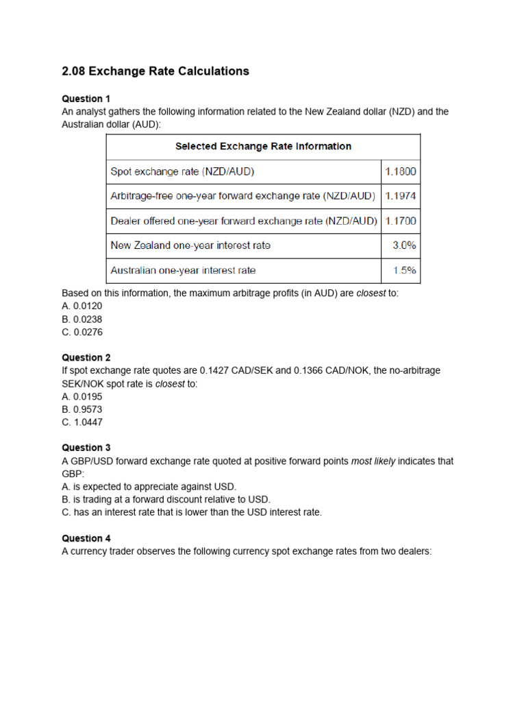 2.08 Exchange Rate Calculations | PDF | Exchange Rate | Money